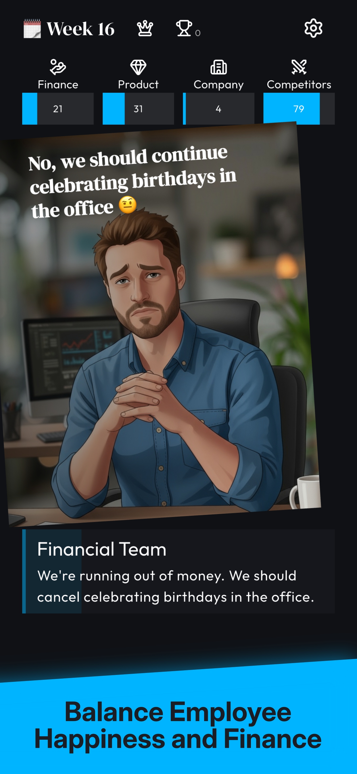 Founder's RPG: Tycoon screenshot showing empire building and market management