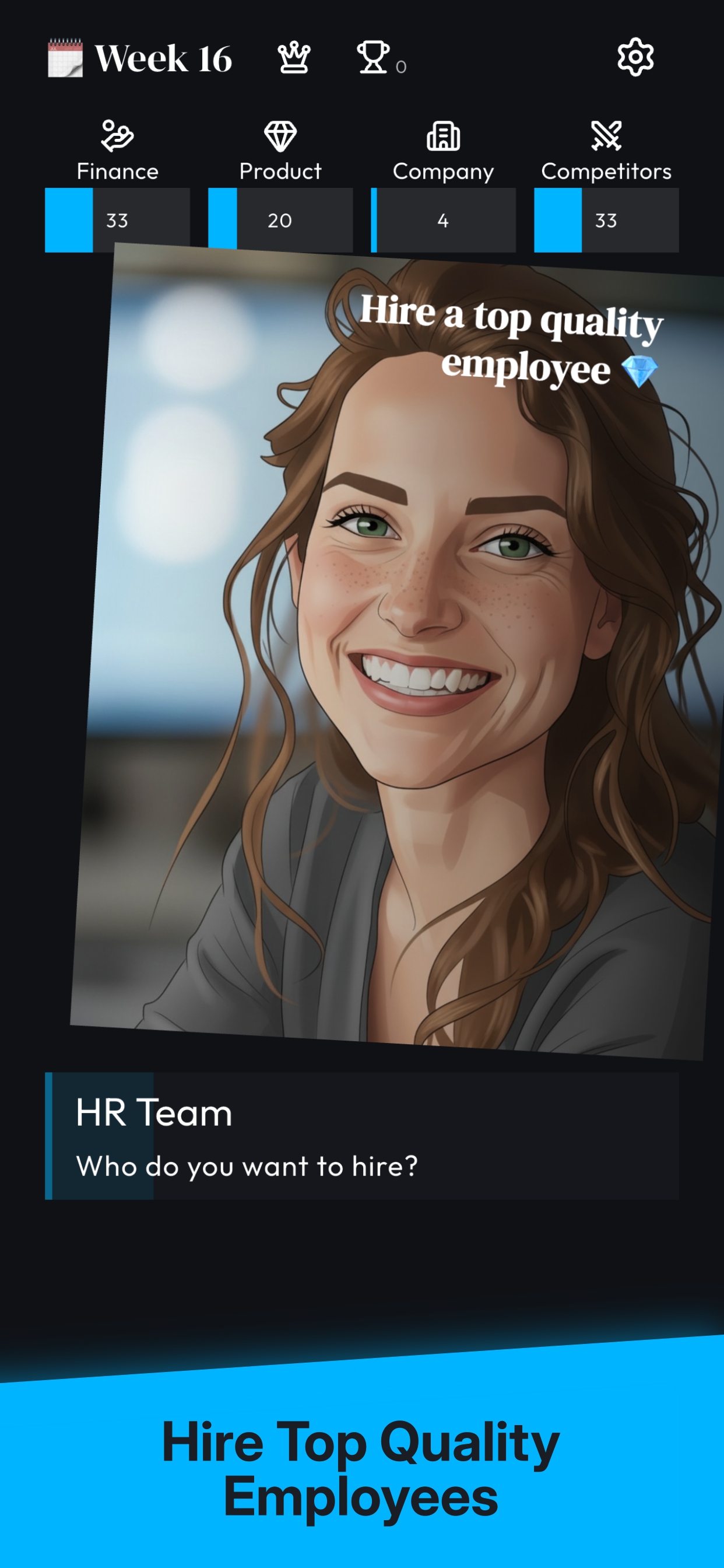 Founder's RPG: Tycoon idle game screen displaying business journey and dominion features