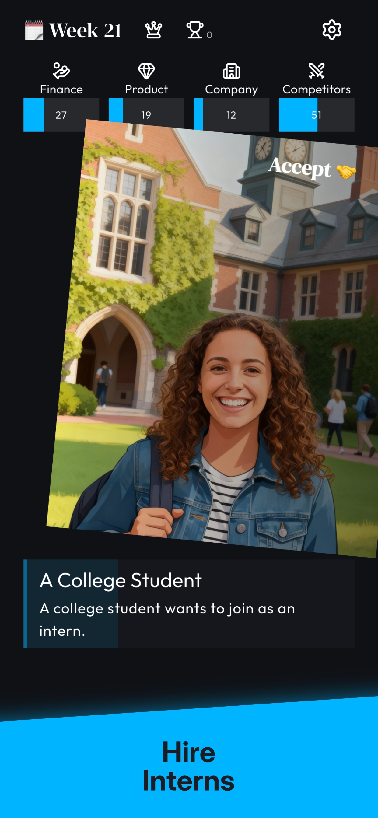 Founder's RPG: Tycoon screenshot showing offline gameplay and strategy mechanics